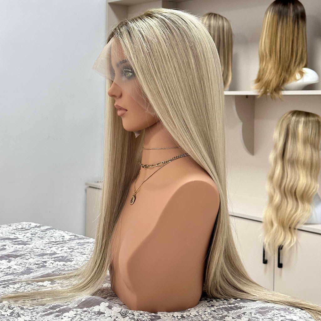 100% Hand Knotted Full Lace Wig for High Ponytail and Updo Styles