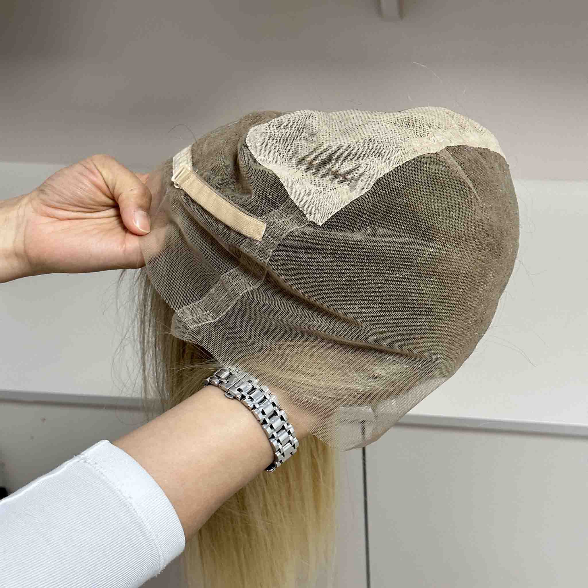 European Hair Hand Tied Wig with Mono Top for Natural Look