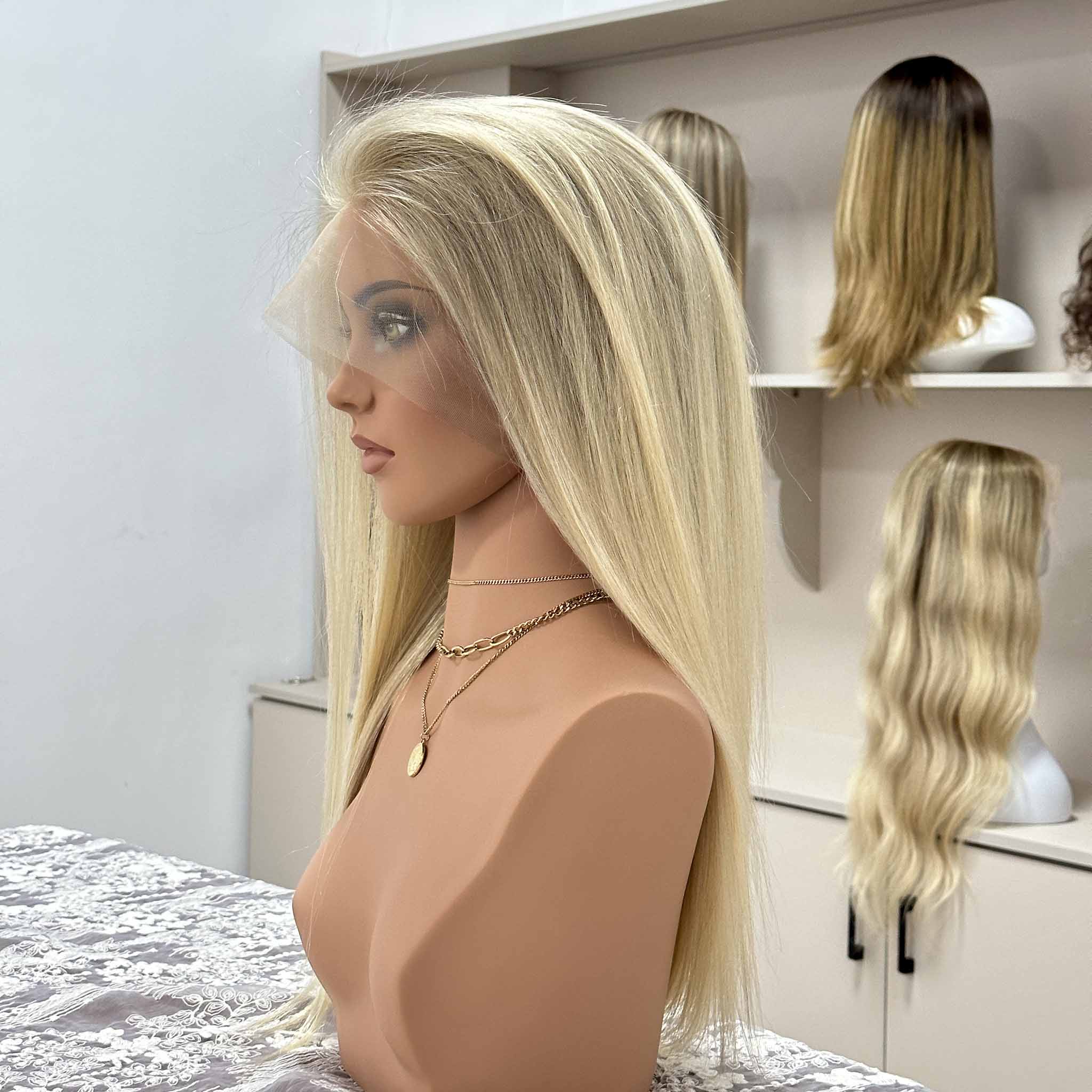 European Hair Hand Tied Wig with Mono Top for Natural Look