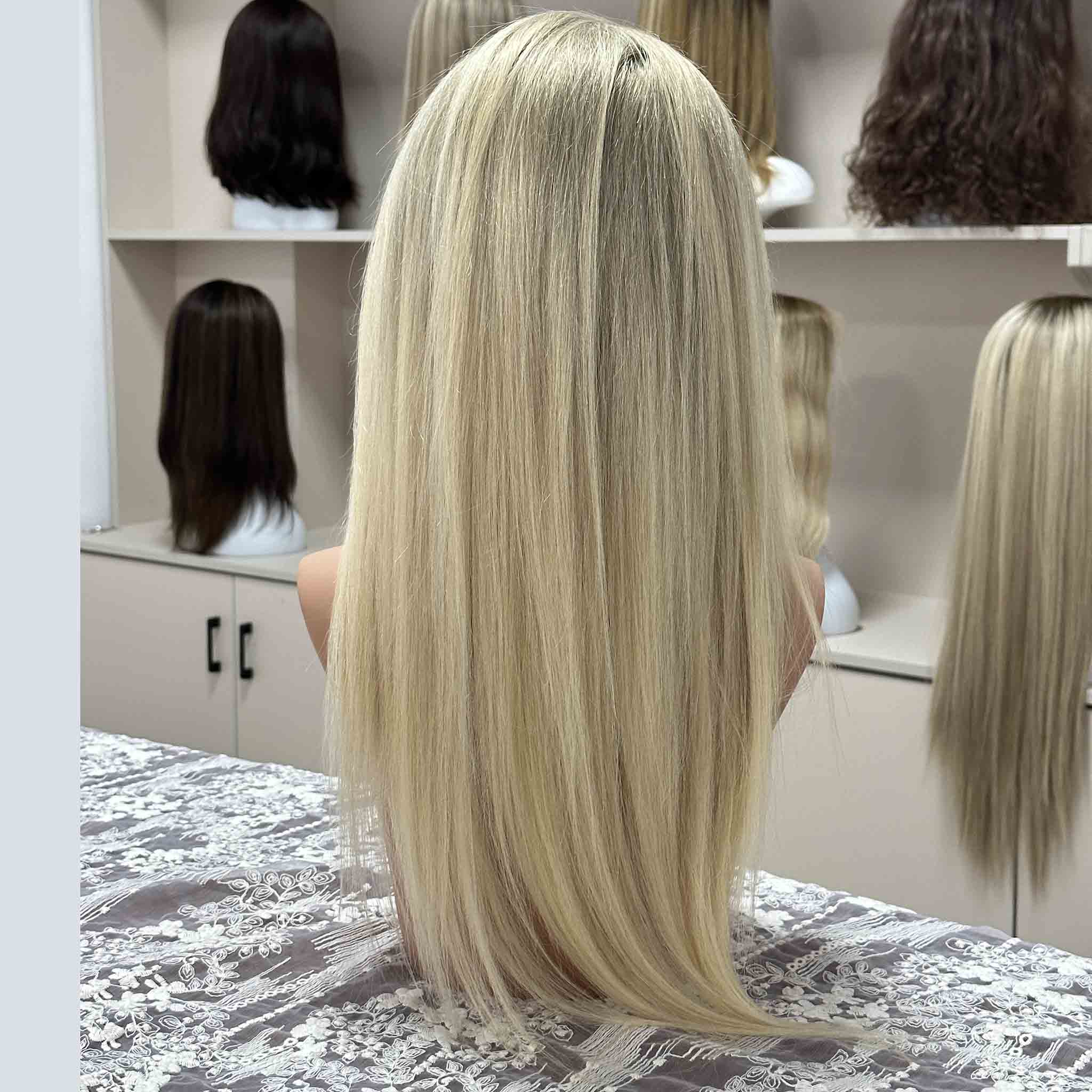 European Hair Hand Tied Wig with Mono Top for Natural Look