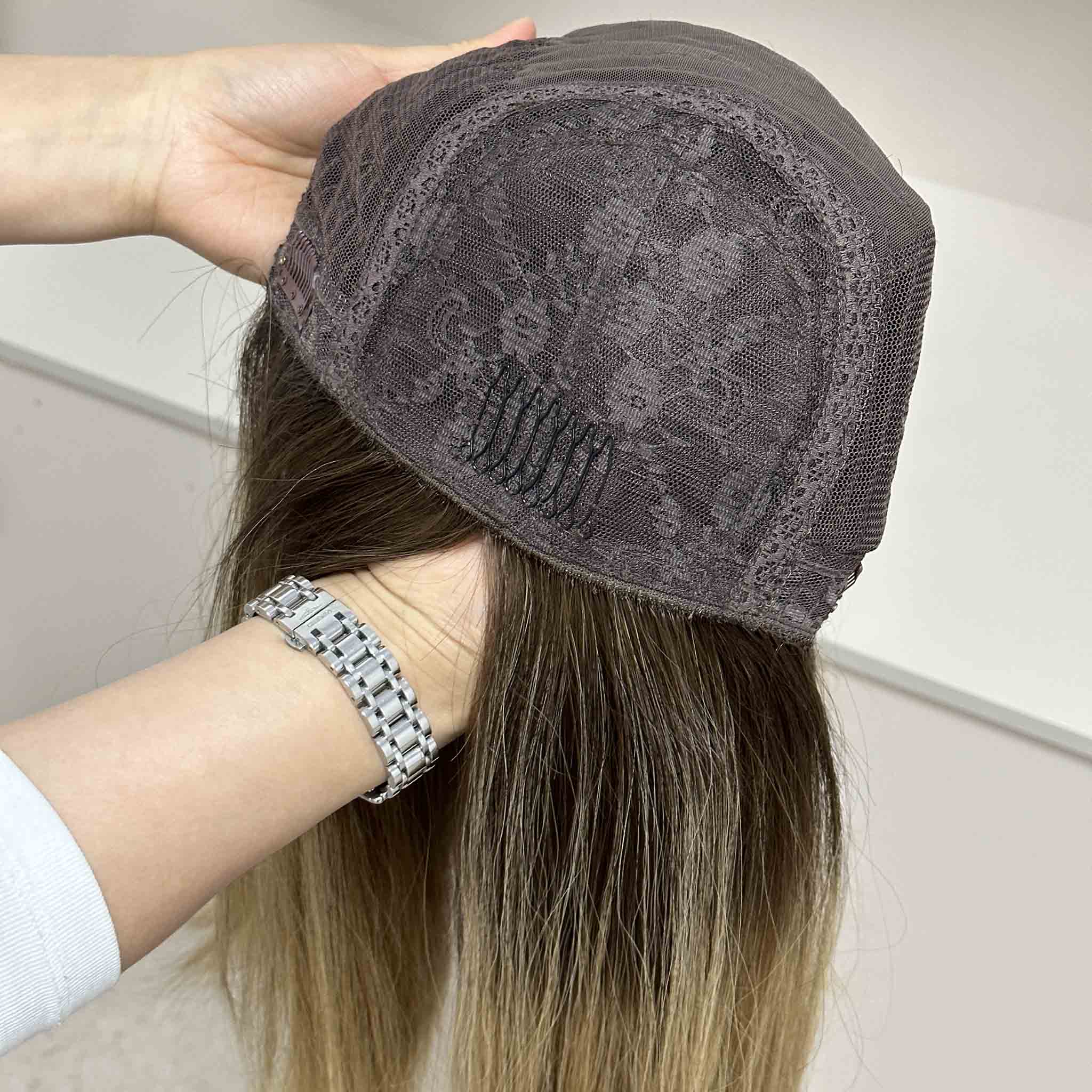 Glatt Kosher Certified Human Hair Sheitel with Hand Tied Cap for Orthodox Jewish Women