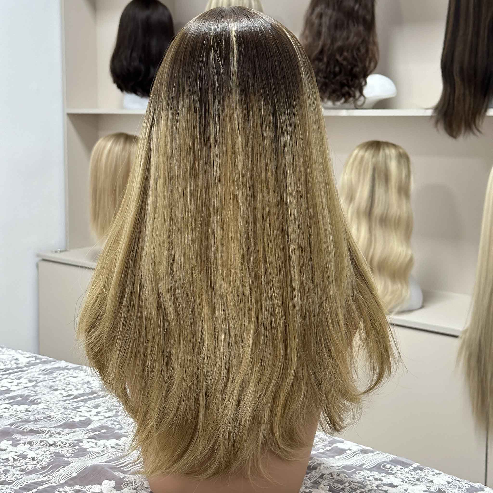 Glatt Kosher Certified Human Hair Sheitel with Hand Tied Cap for Orthodox Jewish Women