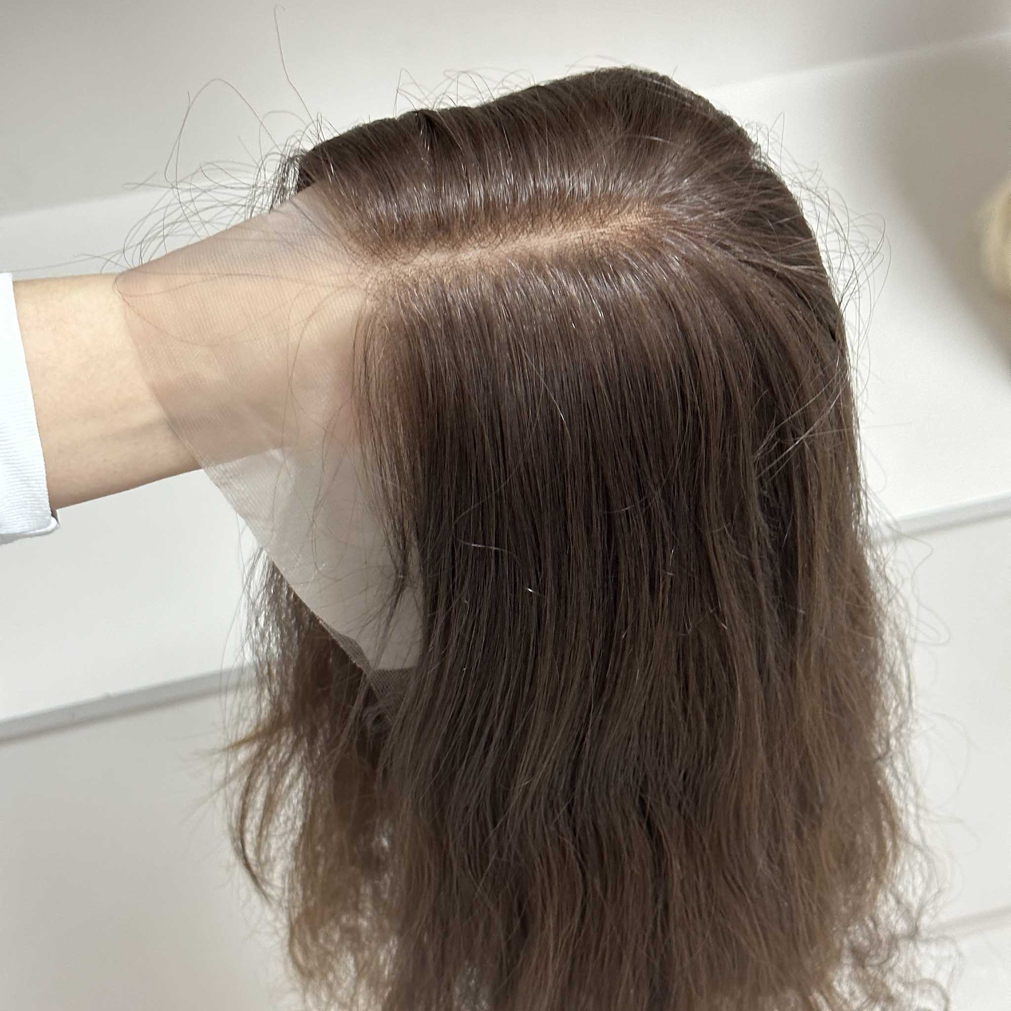 Transparent Lace Front Kosher Wig with Bleached Knots and Mono Part