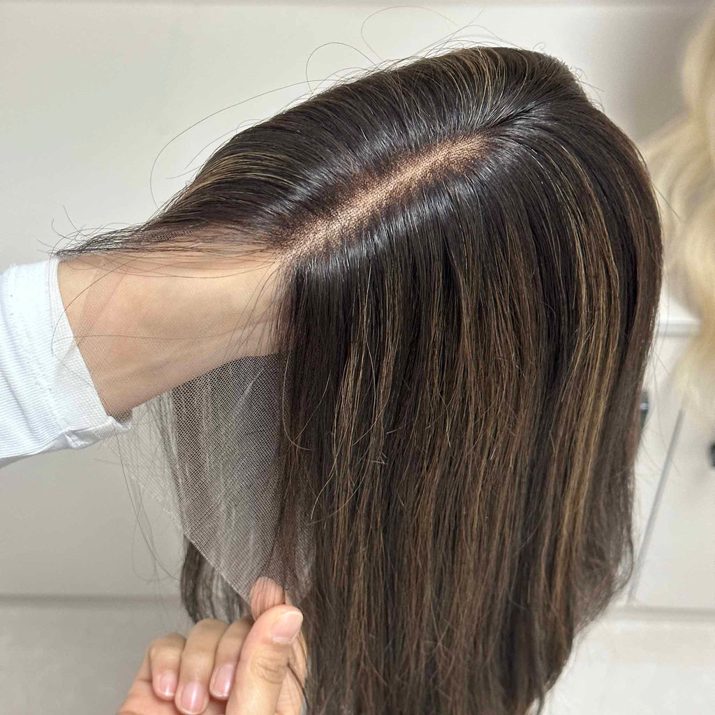 פאה תחרה קדמית יהודית במראה טבעי עם קו שיער קדמי מרוט מראש לאורח חיים גלאט כשר