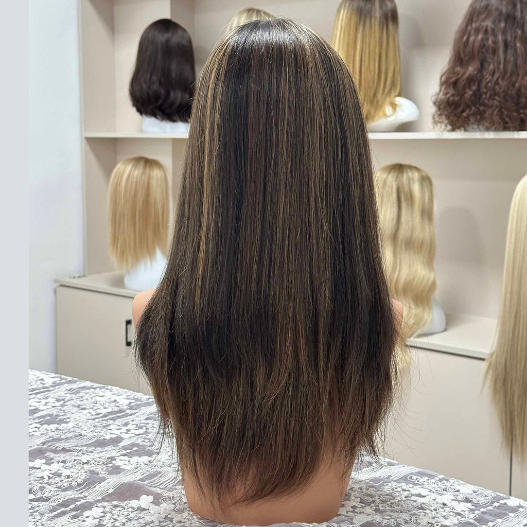 פאה תחרה קדמית יהודית במראה טבעי עם קו שיער קדמי מרוט מראש לאורח חיים גלאט כשר