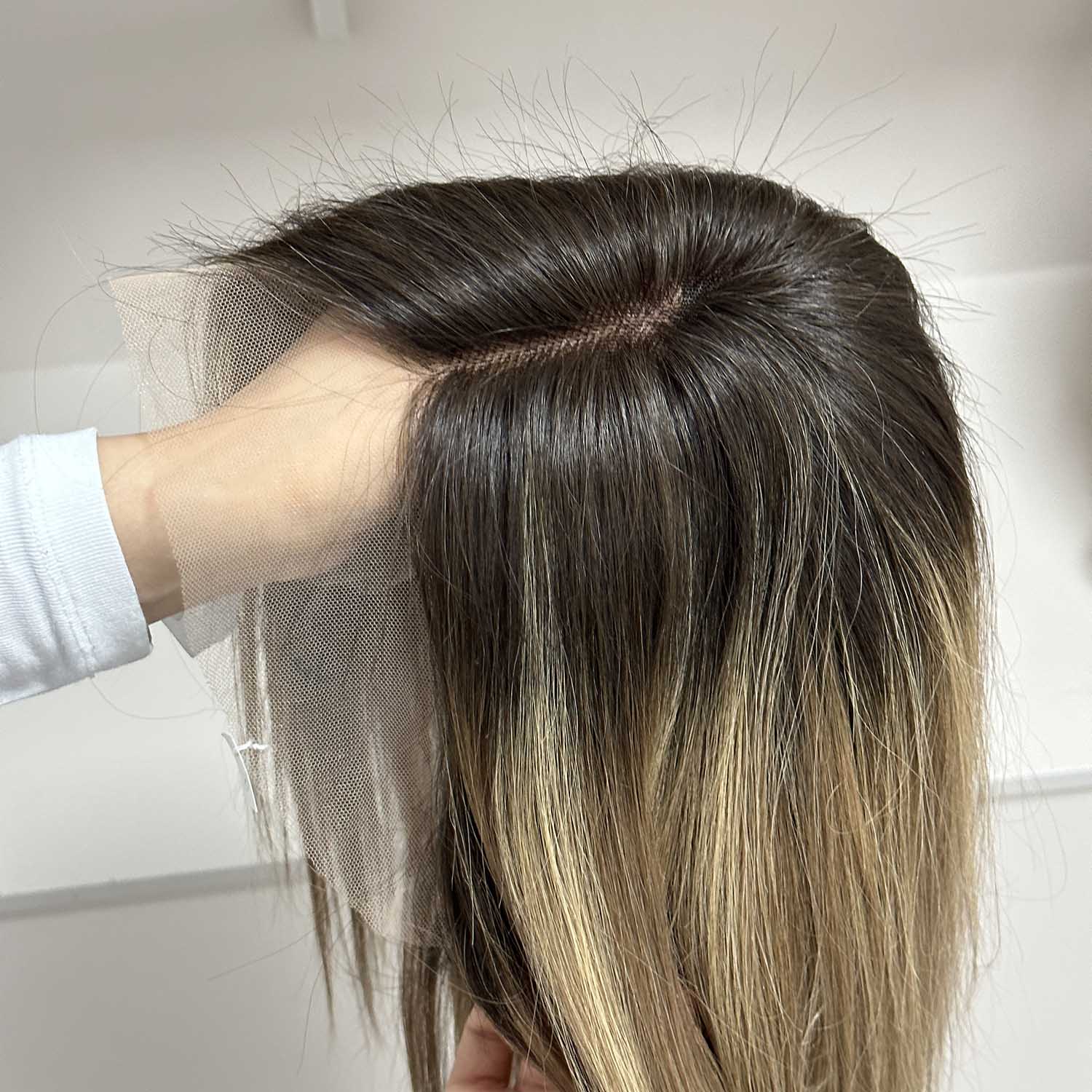 Hand Painted Balayage Wig with Ombre Effect for Sun Kissed Look