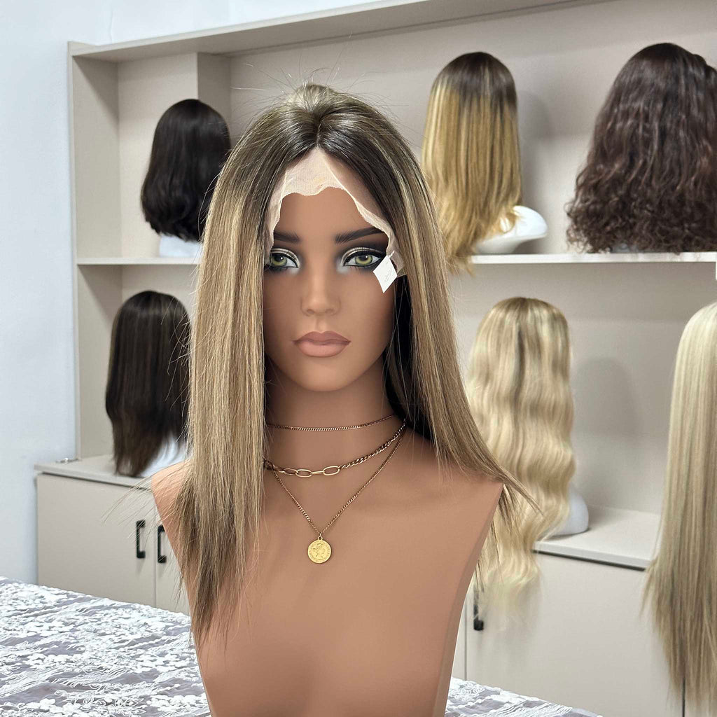 Hand Painted Balayage Wig with Ombre Effect for Sun Kissed Look