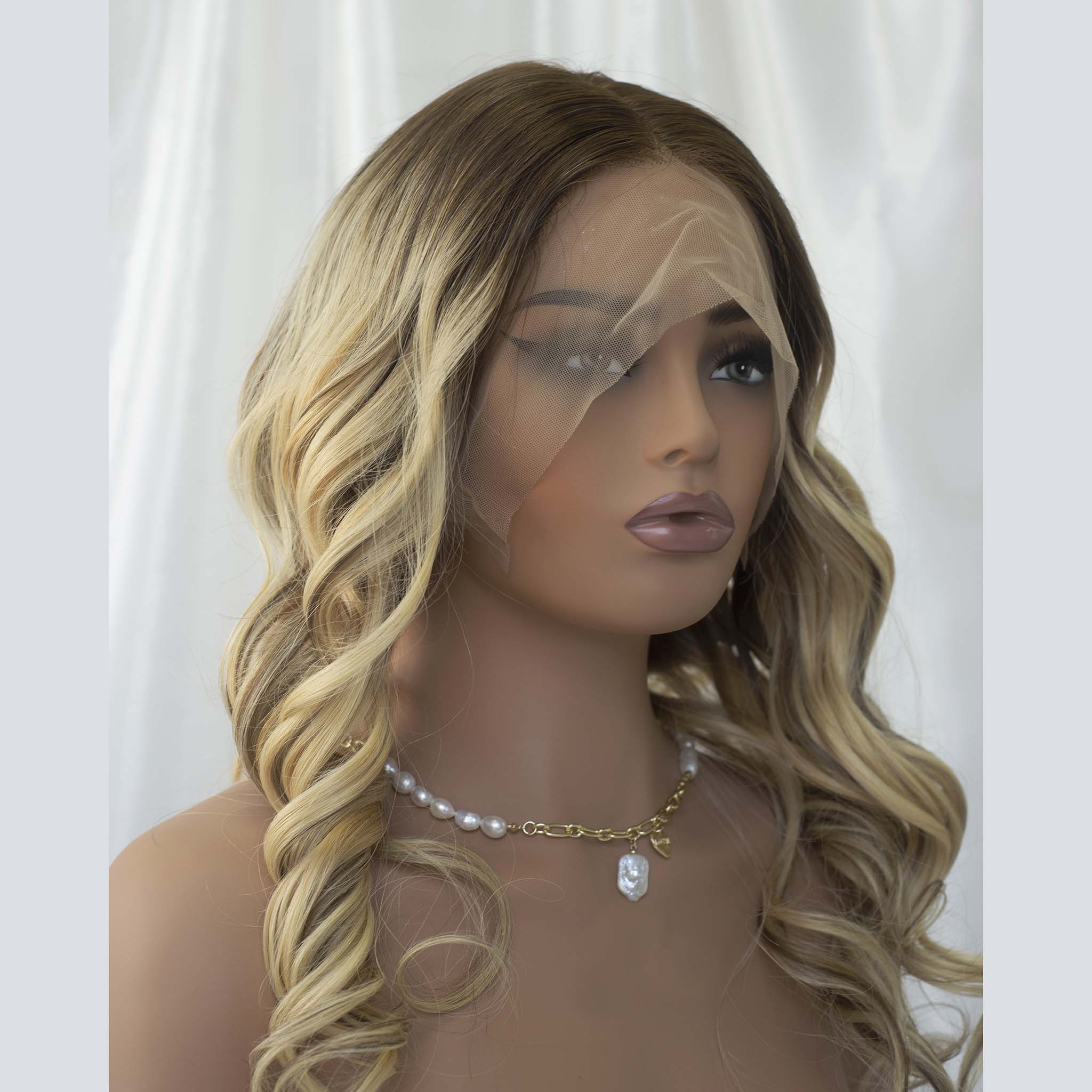 Brown Ombre Hand Tied Wig with Curly Textured for Voluminous Look