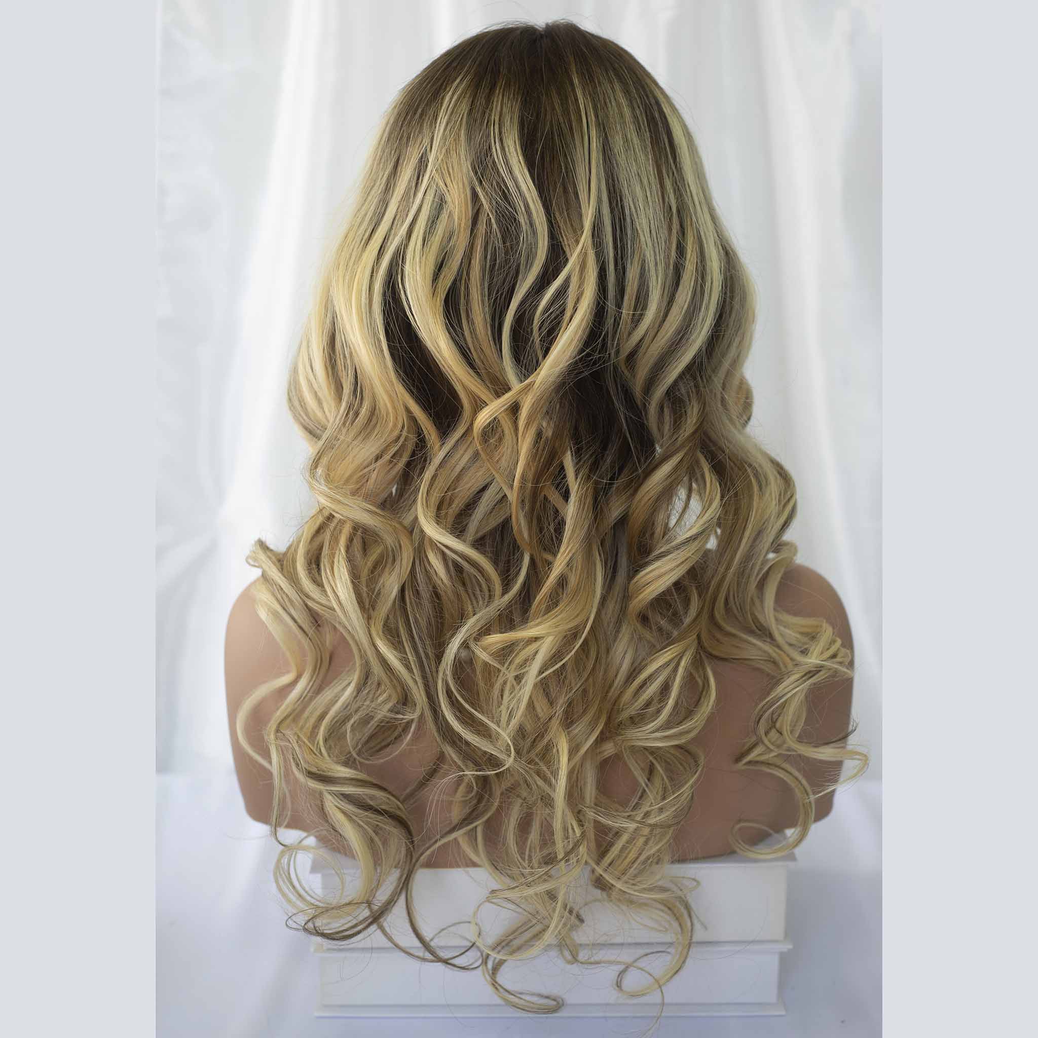 Brown Ombre Hand Tied Wig with Curly Textured for Voluminous Look