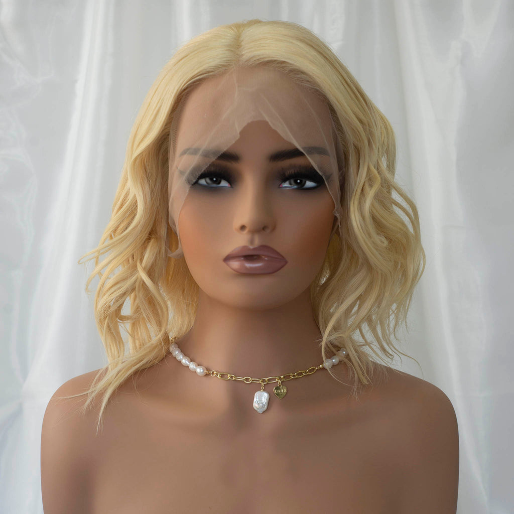 Soft Blonde Hand Tied Wig with Layered Cut for Fashion Forward Style