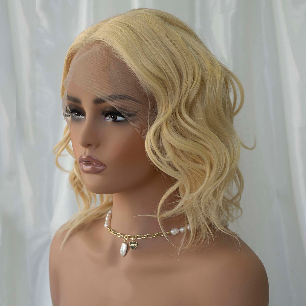 Soft Blonde Hand Tied Wig with Layered Cut for Fashion Forward Style
