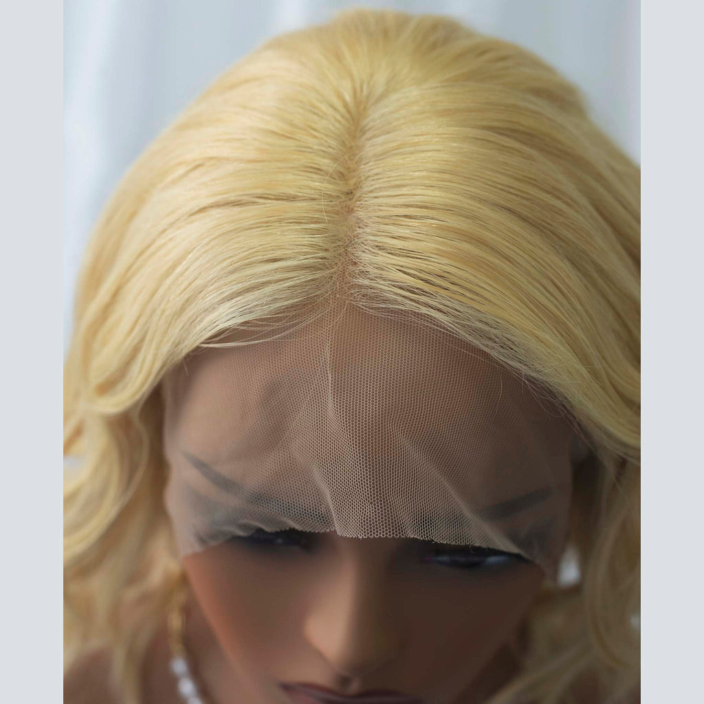 Soft Blonde Hand Tied Wig with Layered Cut for Fashion Forward Style