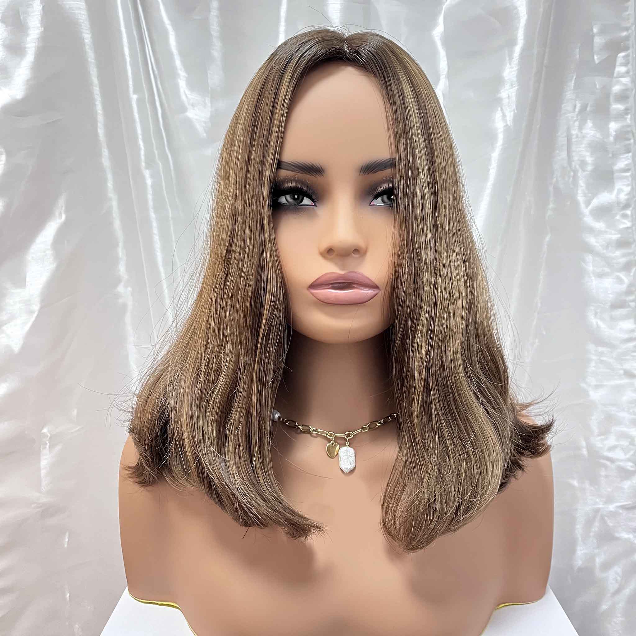 Comfortable Full Hand Tied Kosher Wig with Stretchable Cap for Sensitive Scalp