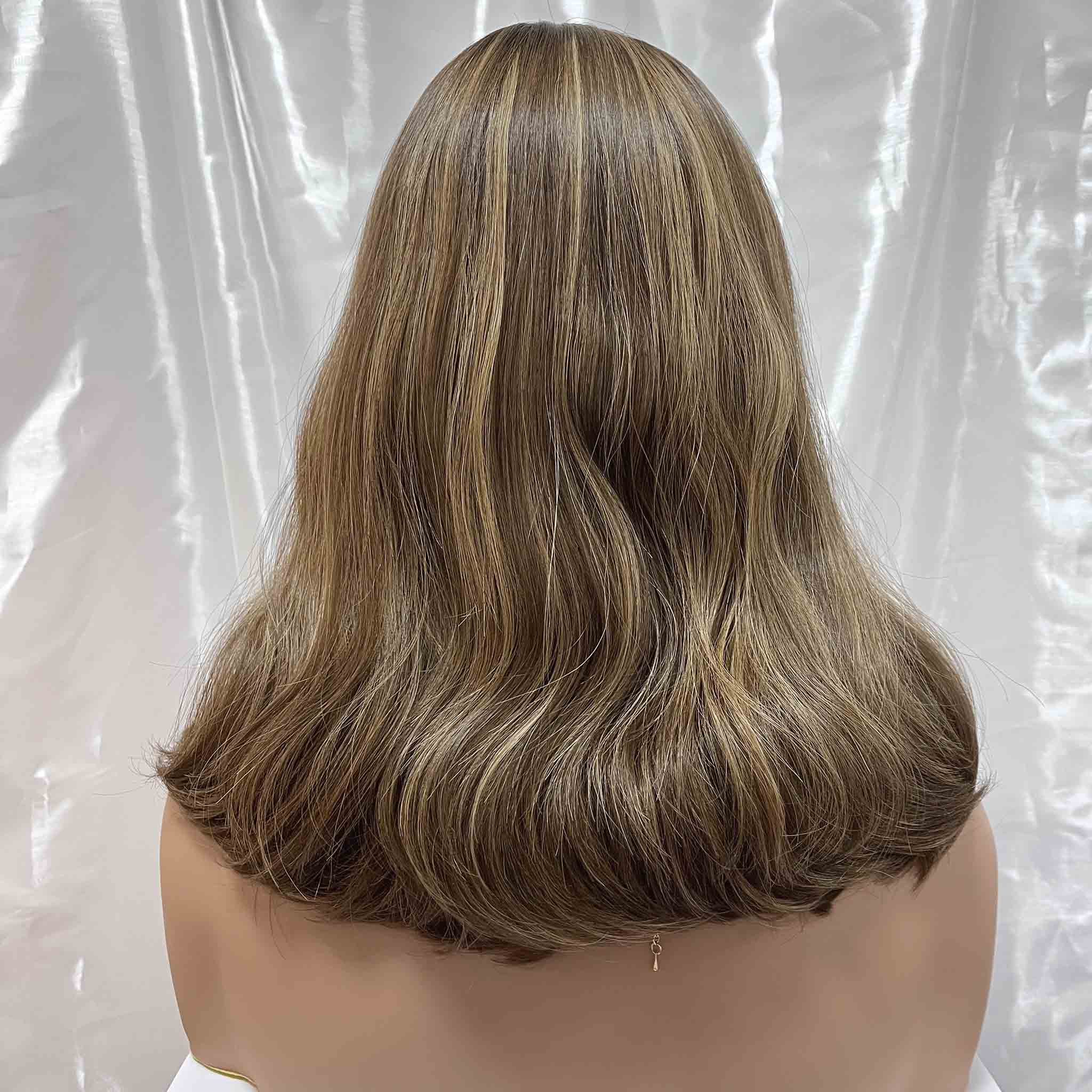 Comfortable Full Hand Tied Kosher Wig with Stretchable Cap for Sensitive Scalp